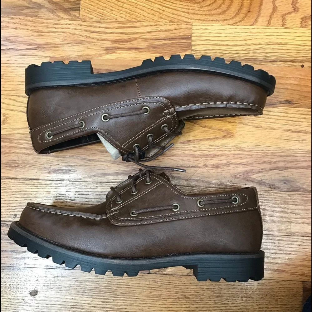 Woolrich Mens Trout Run Brown Vegan Faux Leather Boat Shoes Size 9.5